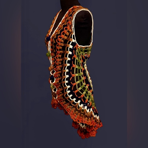 Helen Harper 60/70’s Handmade Crochet Dress Vest Coverup - Picture 2 of 6